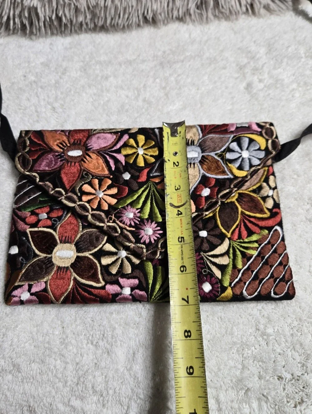 Handmade Embroidered Clutch Crossbody Bag Floral Design